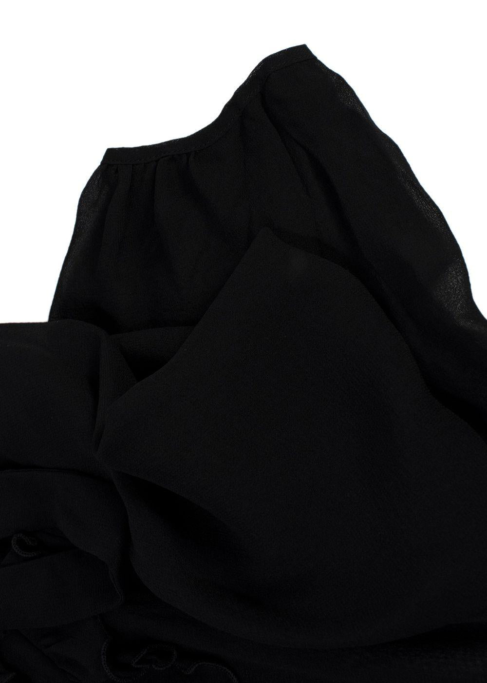 MaxMara Black Sheer Ruffled Silk Midi Dress