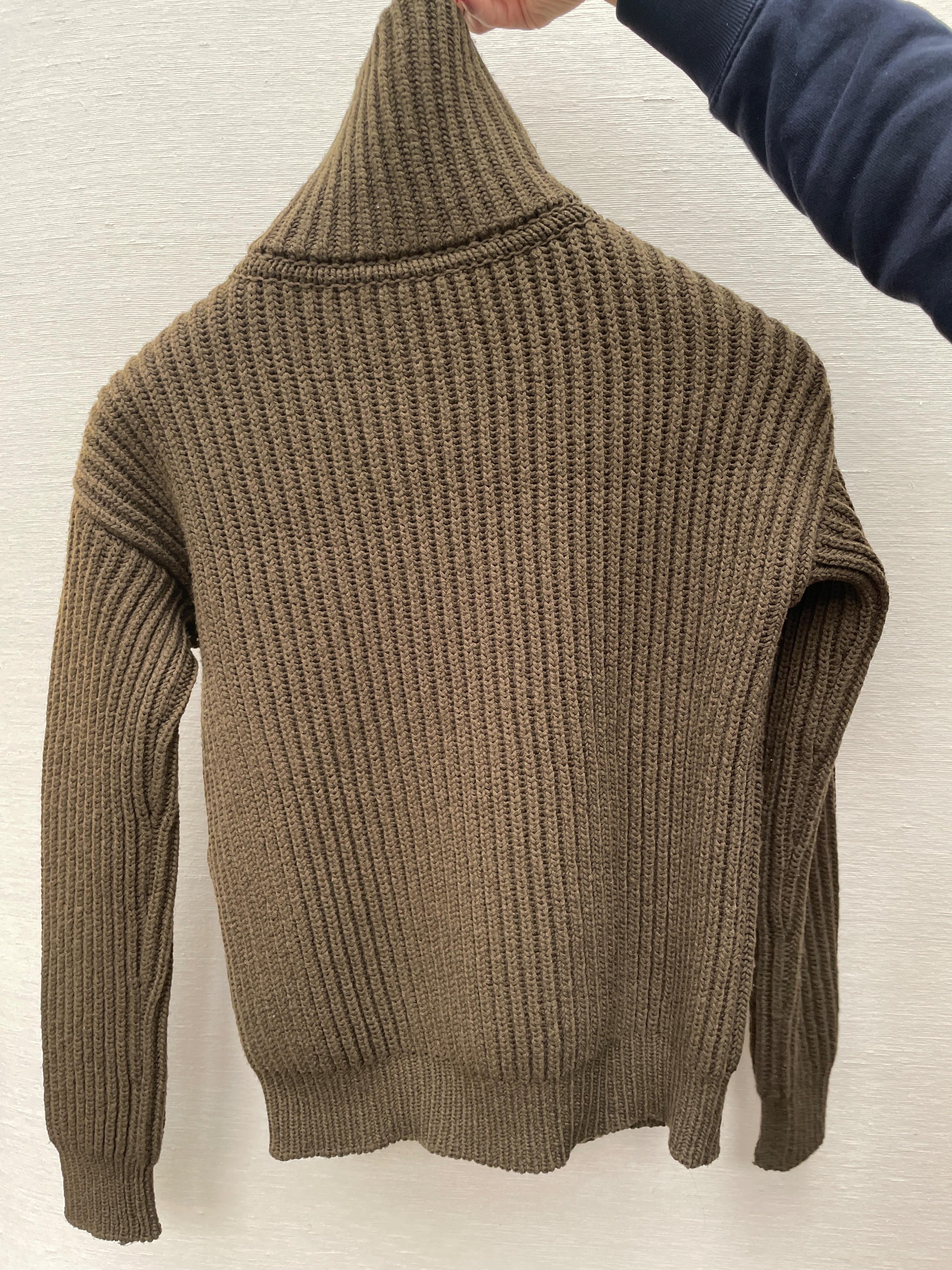 Khaki Ribbed Funnel Neck Sweater