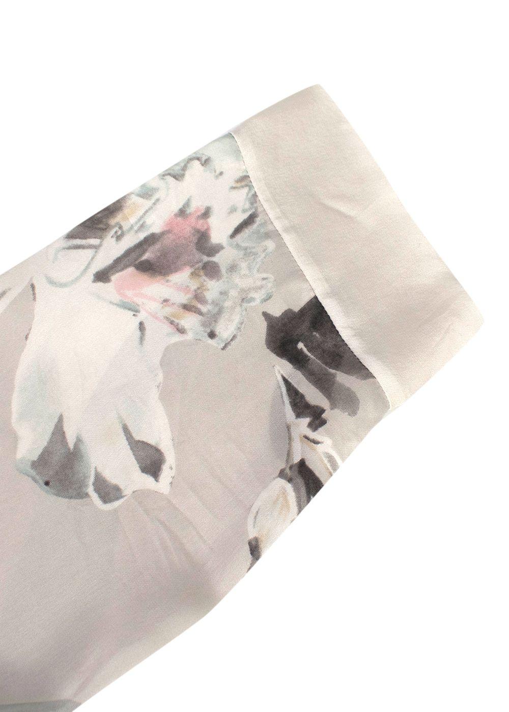Jenny Packham Grey Floral Silk Nightgown and Robe