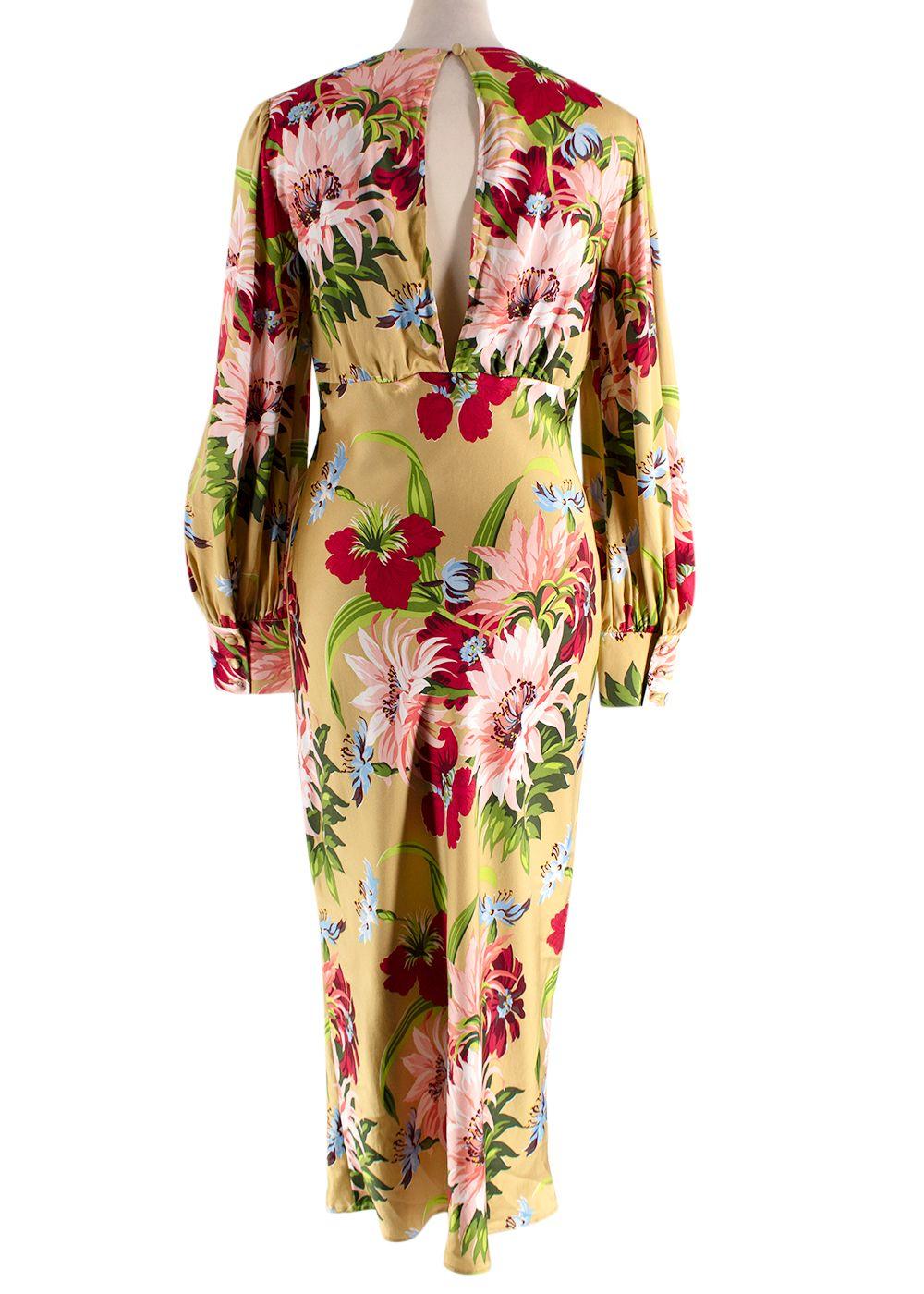 Olivia Von Halle Floral-Print Silk Midi Dress