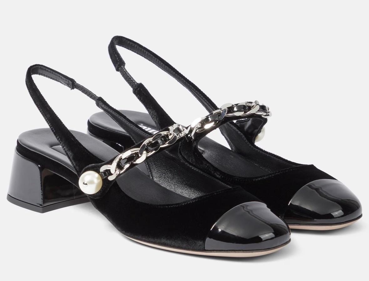 Miu Miu Black Slingback Pumps