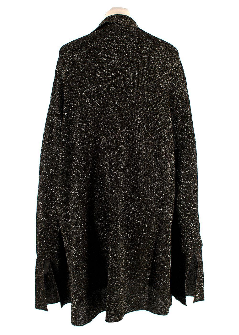 Nanushka Black & Gold Lurex Longline Shirt