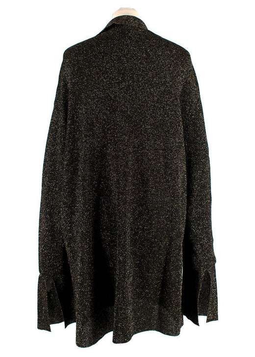 Nanushka Black & Gold Lurex Longline Shirt