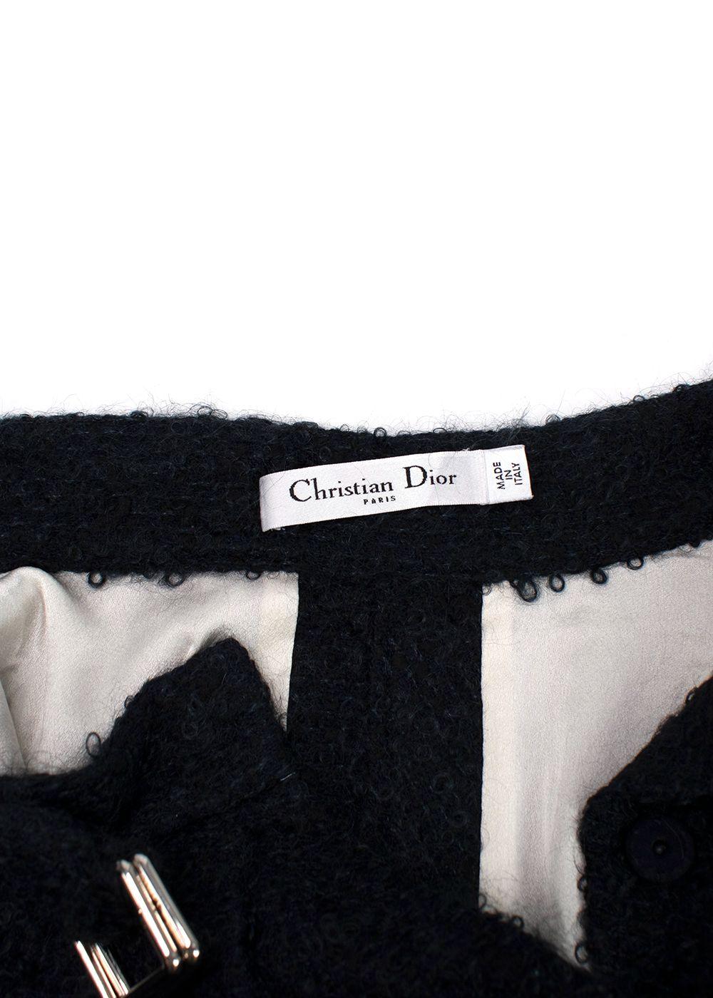 Dior Navy Mohair-blend Belted Skirt