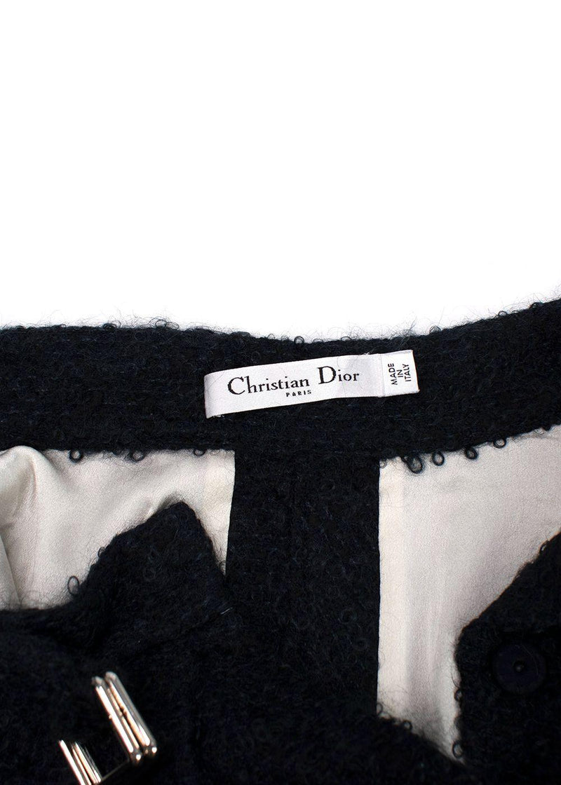 Dior Navy Mohair-blend Belted Skirt