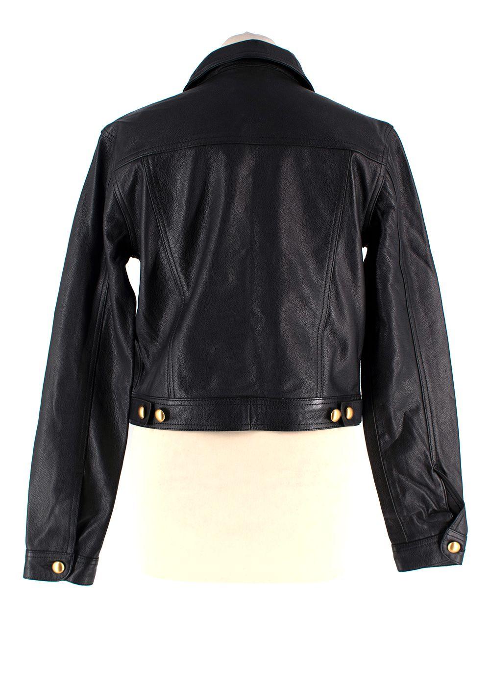 DL 1961 Black Obsidian Vika Leather Trucker Jacket