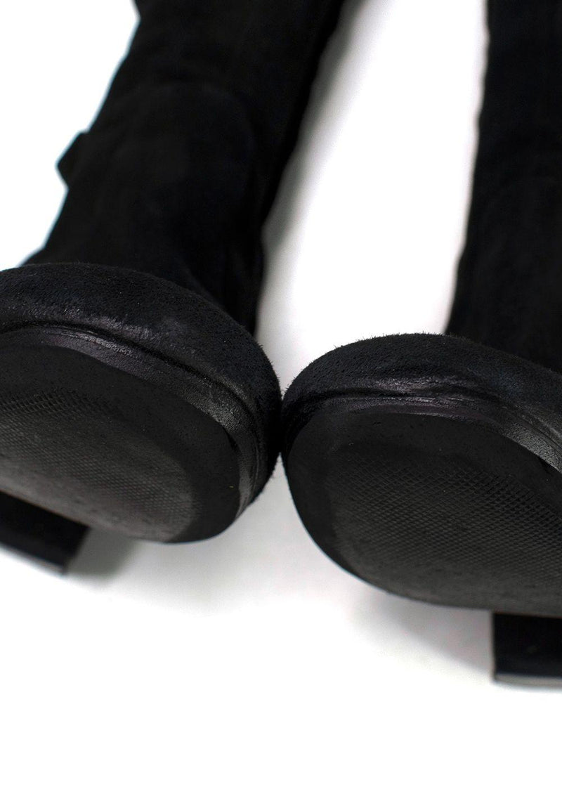 Valentino Black Suede Rockstud OTK Boots