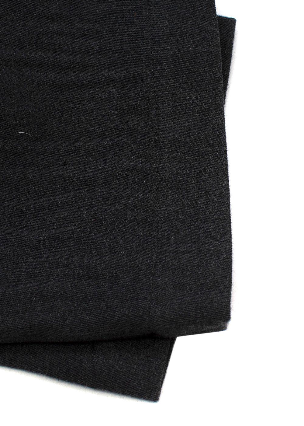 grey wool flannel wide leg trousers