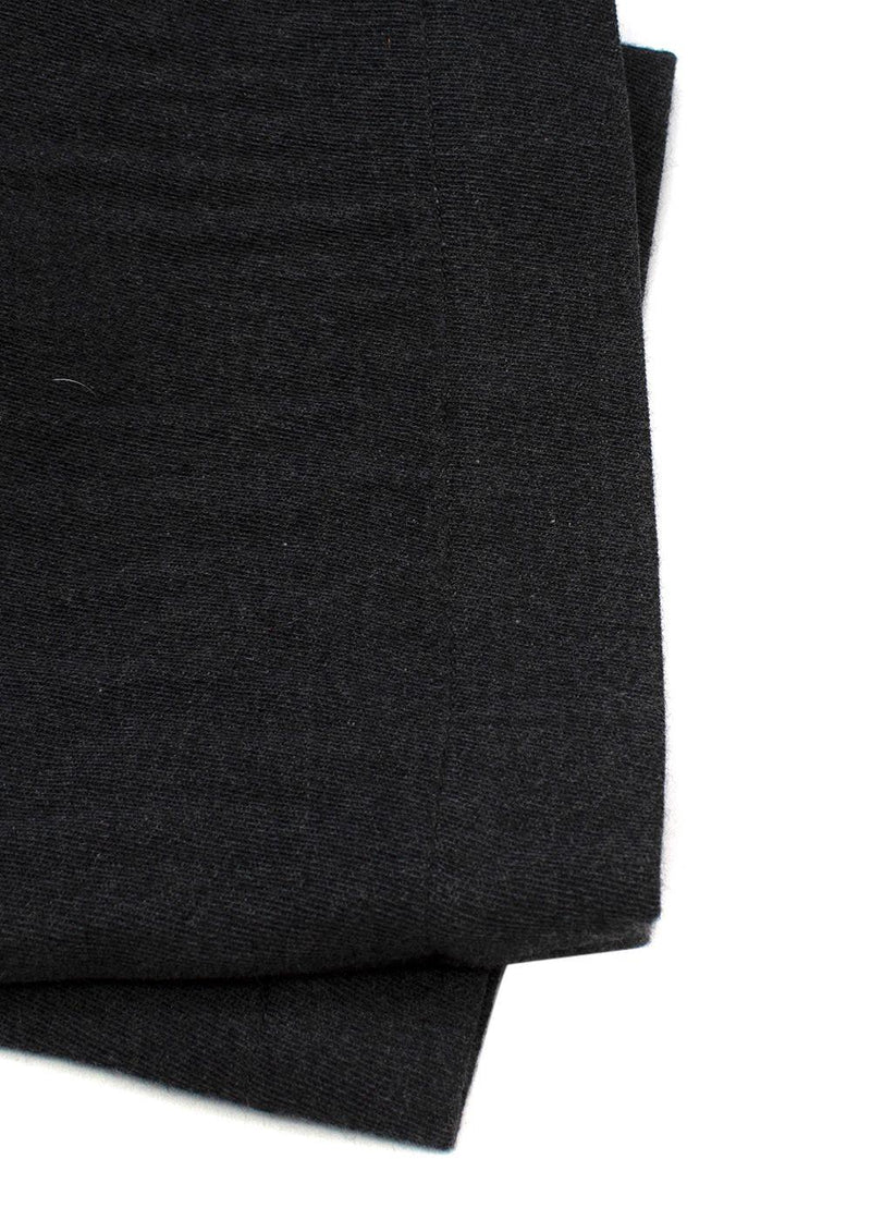 grey wool flannel wide leg trousers