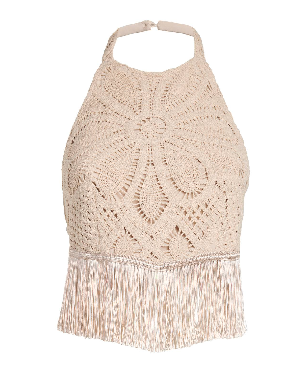 PatBO  Crocheted Top With Fringed Hem