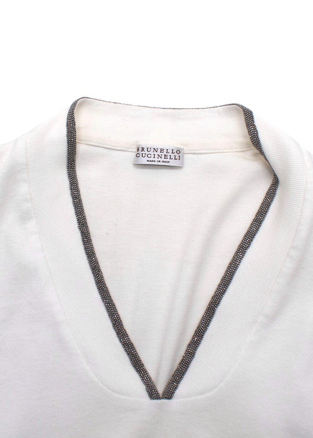 Brunello Cucinelli Soft White V Neck Tank Top