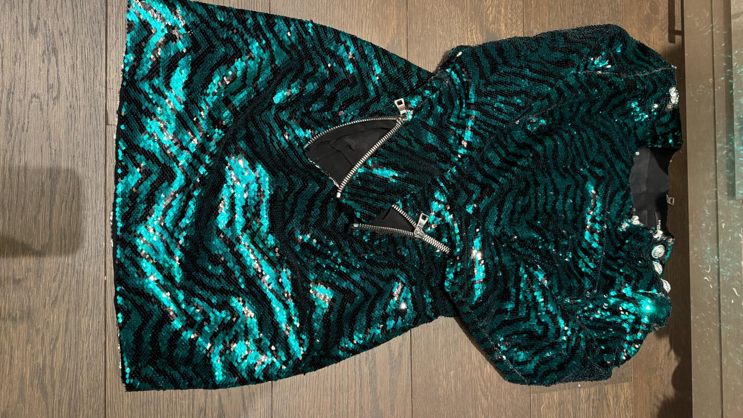 Balmain Green Sequin Mini Dress