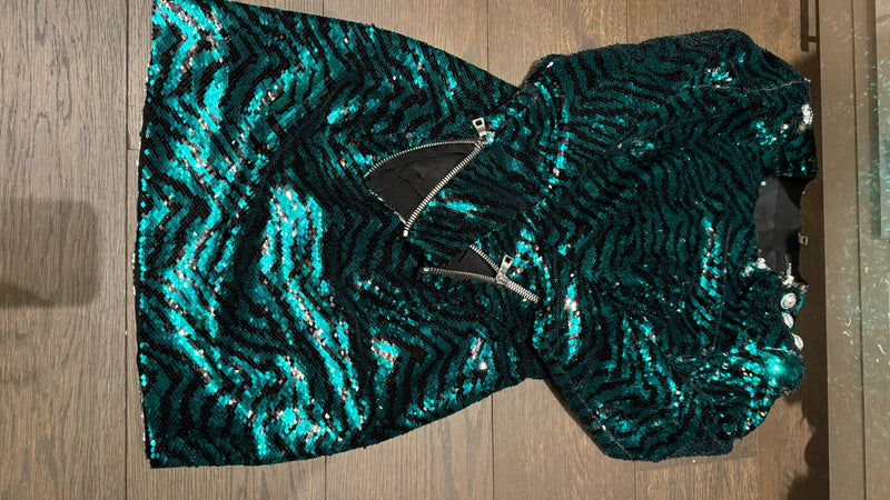 Balmain Green Sequin Mini Dress
