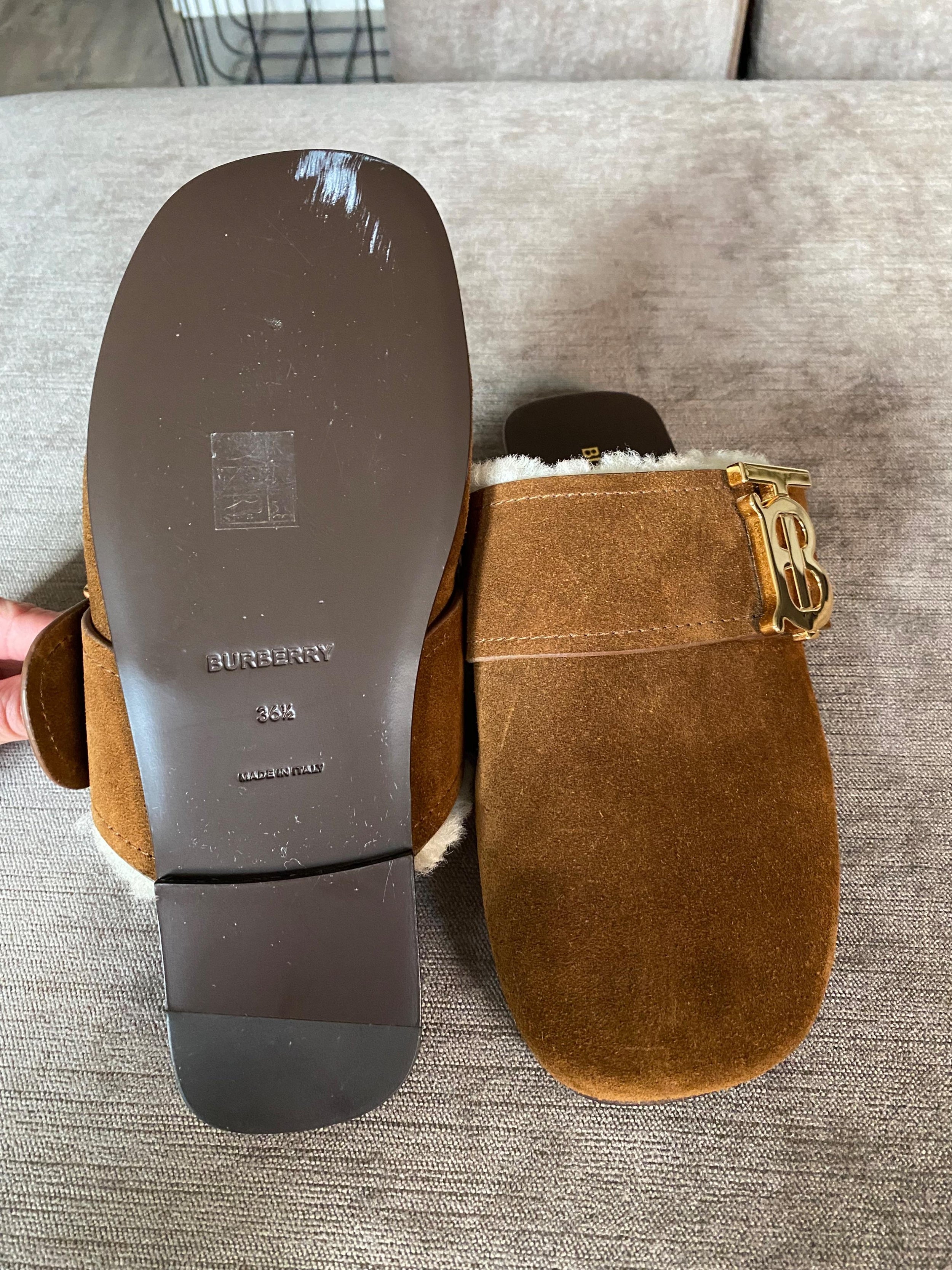Burberry Brown Suede Lyla Mules
