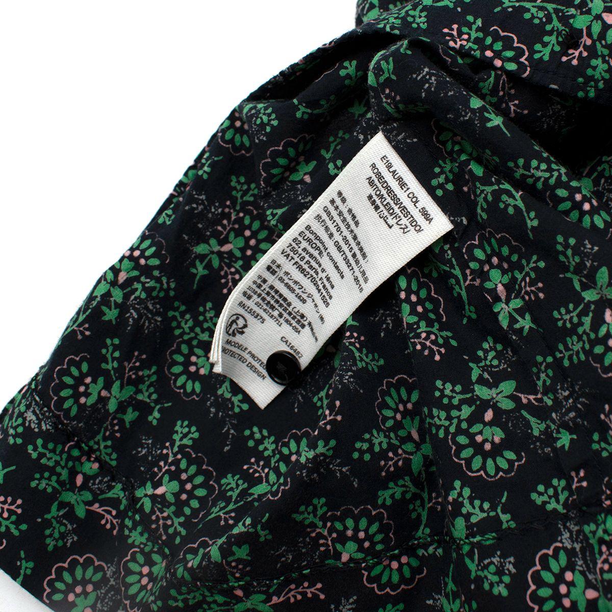 Black & Green Leaf Print Cotton Tunic Dress