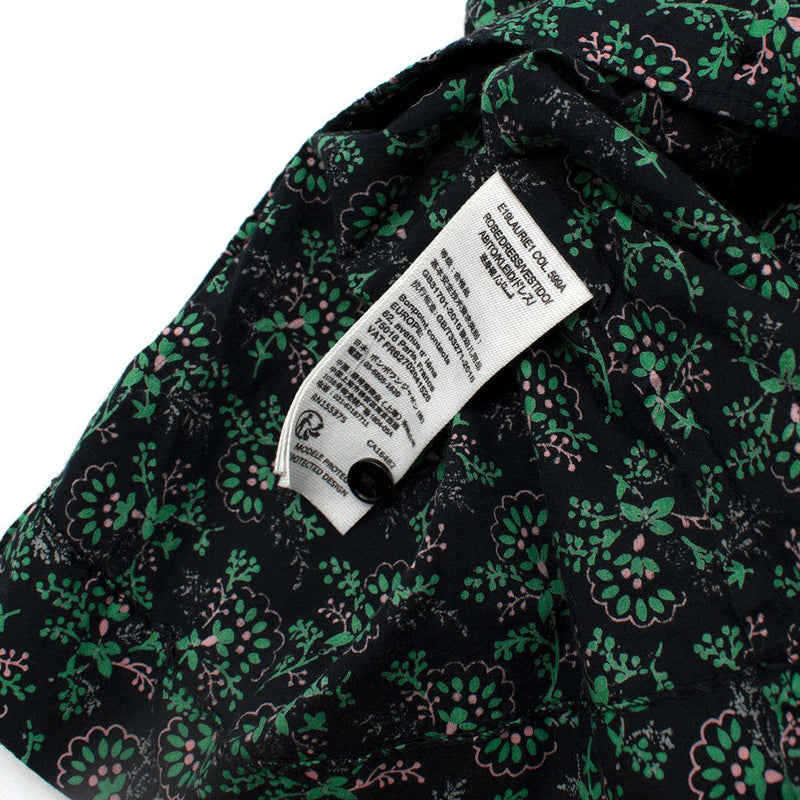 Black & Green Leaf Print Cotton Tunic Dress