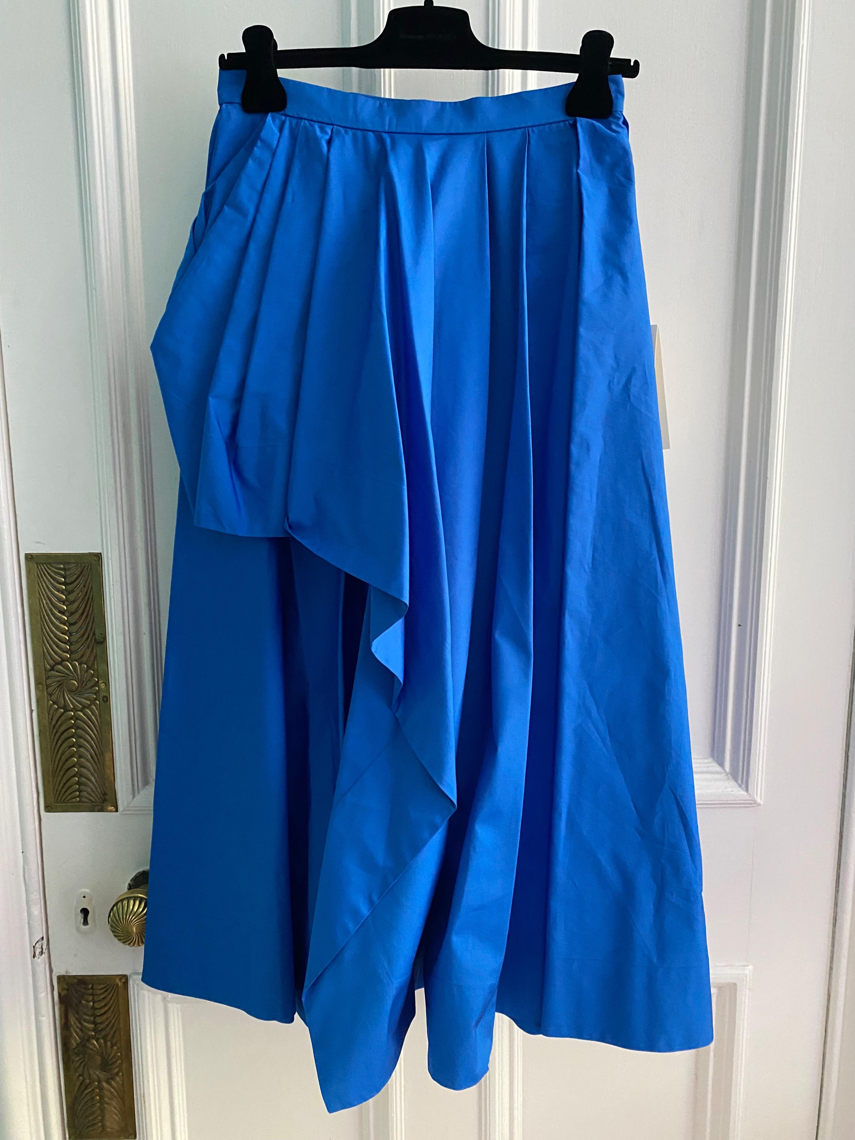 Alexander McQueen Blue Draped Midi Skirt