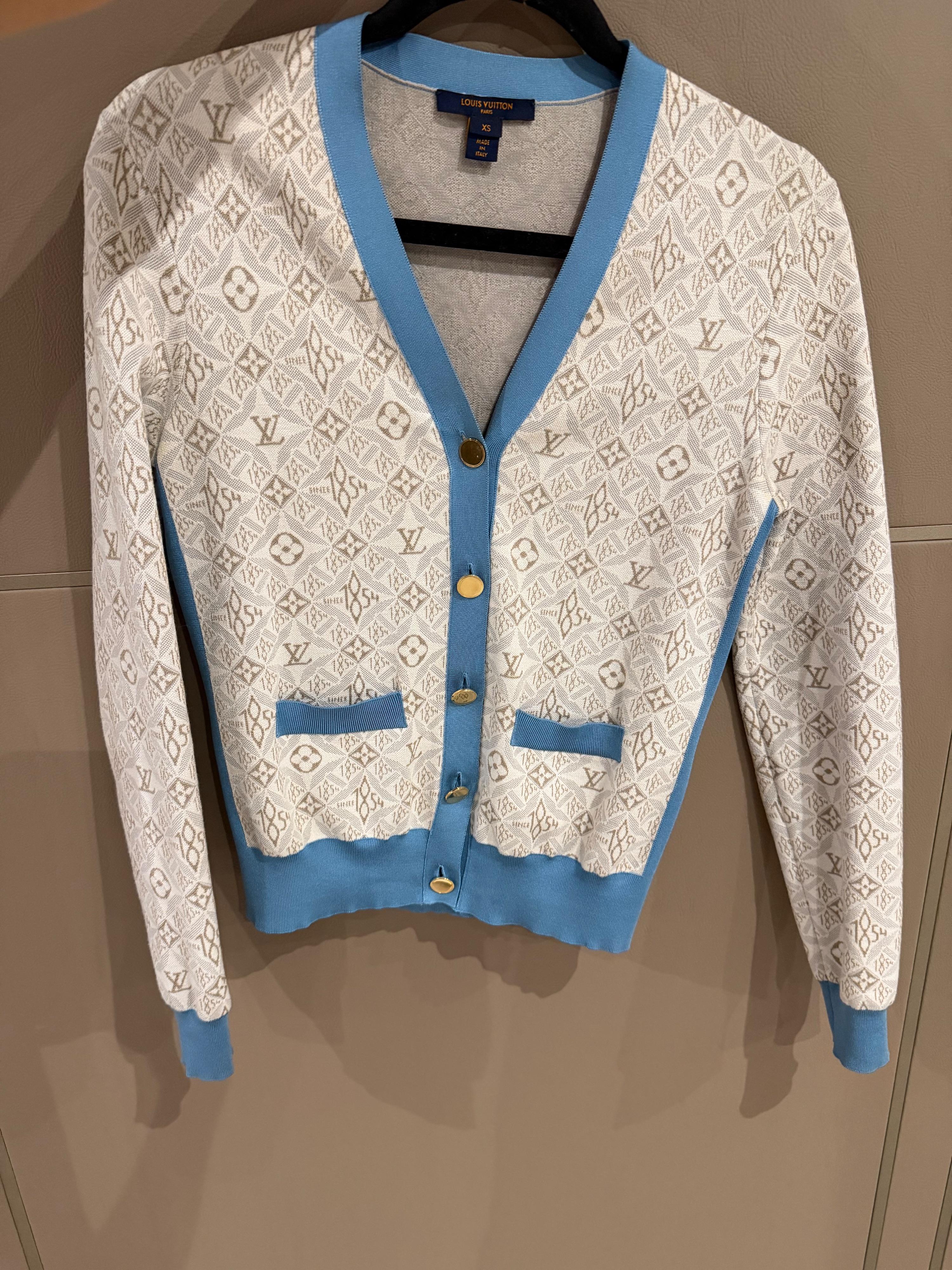 Louis Vuitton White and Blue Cardigan