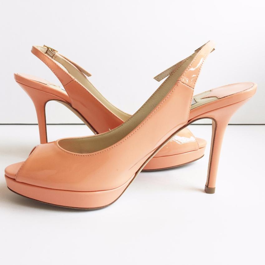 Jimmy Choo Nova Patent Leather Slingback Platform Sandals