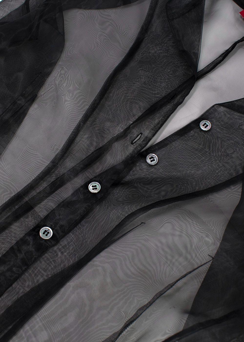Staud Black Sheer Organza Hendrix Shirt and Bralette
