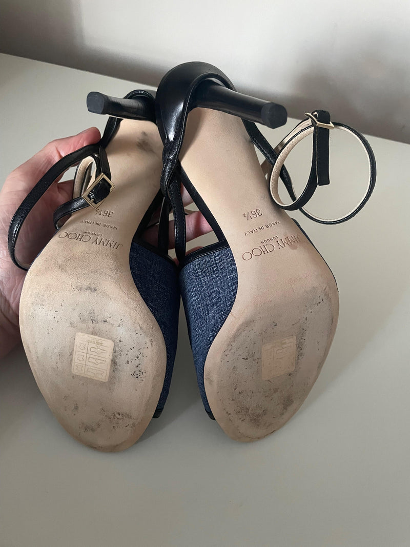 Flora Leather-trimmed Denim Sandals