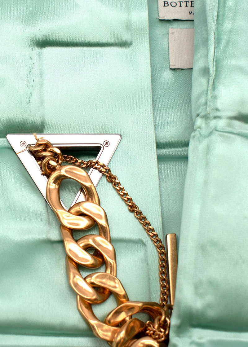 Bottega Veneta Menta Lacquered Matelasse Satin Skirt