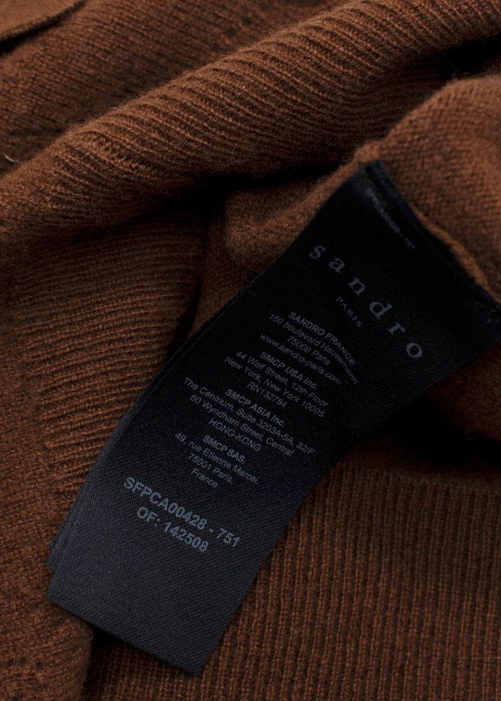 Sandro Chocolate Brown Wool Blend Waistcoat