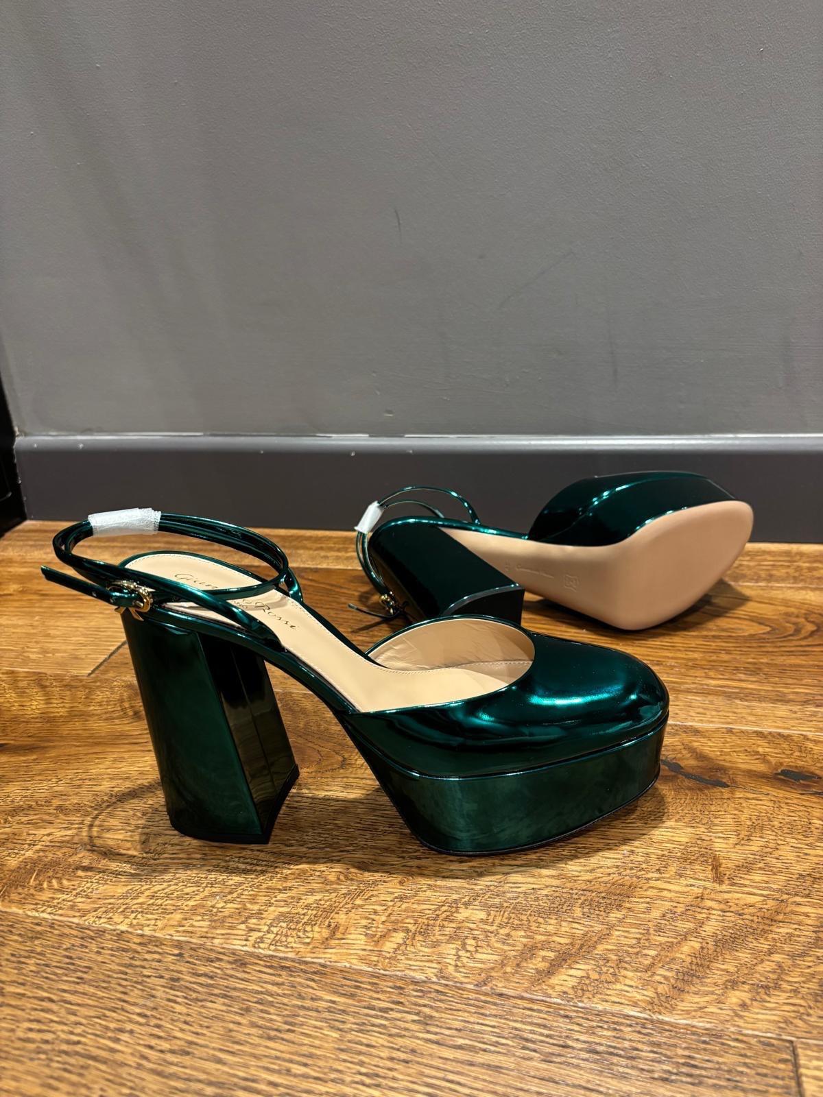 Gianvito Rossi Metallic Green Platform Sandals