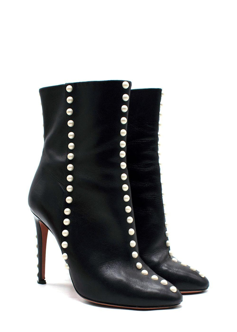 Aquazurra Firenze Black Follie Pearl Boots