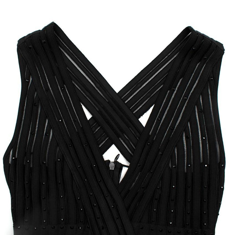 Zuhair Murad Black Embellished Stretch Silk Sheer Panelled Mini Dress