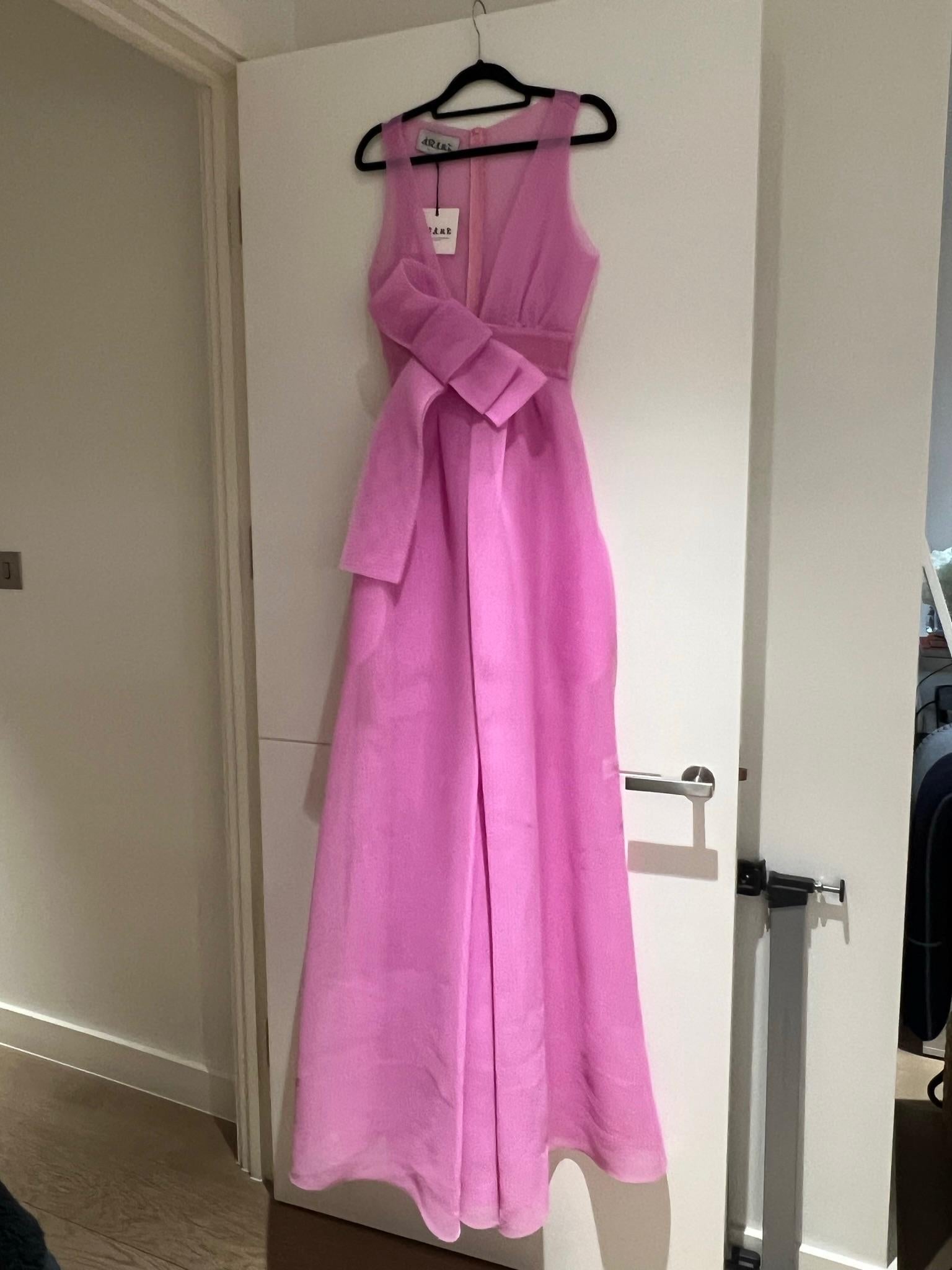 Pink Neoprene Net Maxi Dress