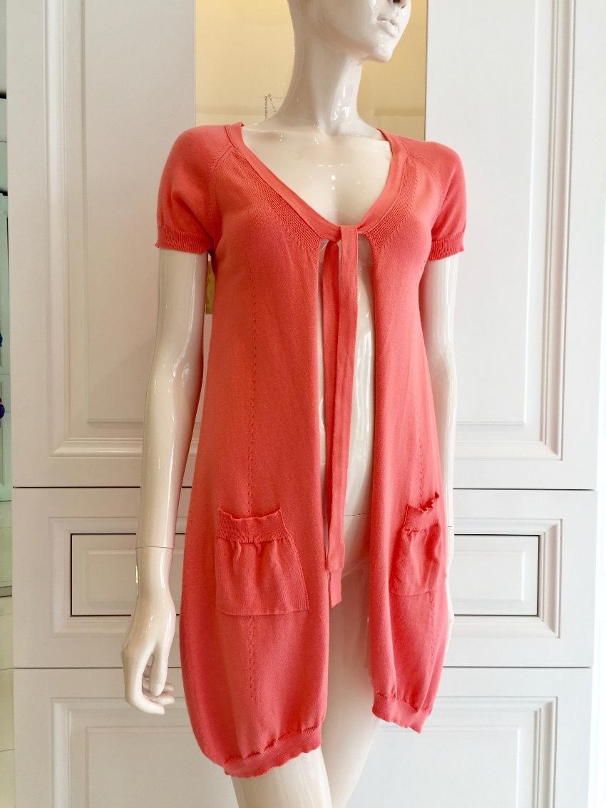 Blumarine Orange Short Sleeve Knit Cardigan