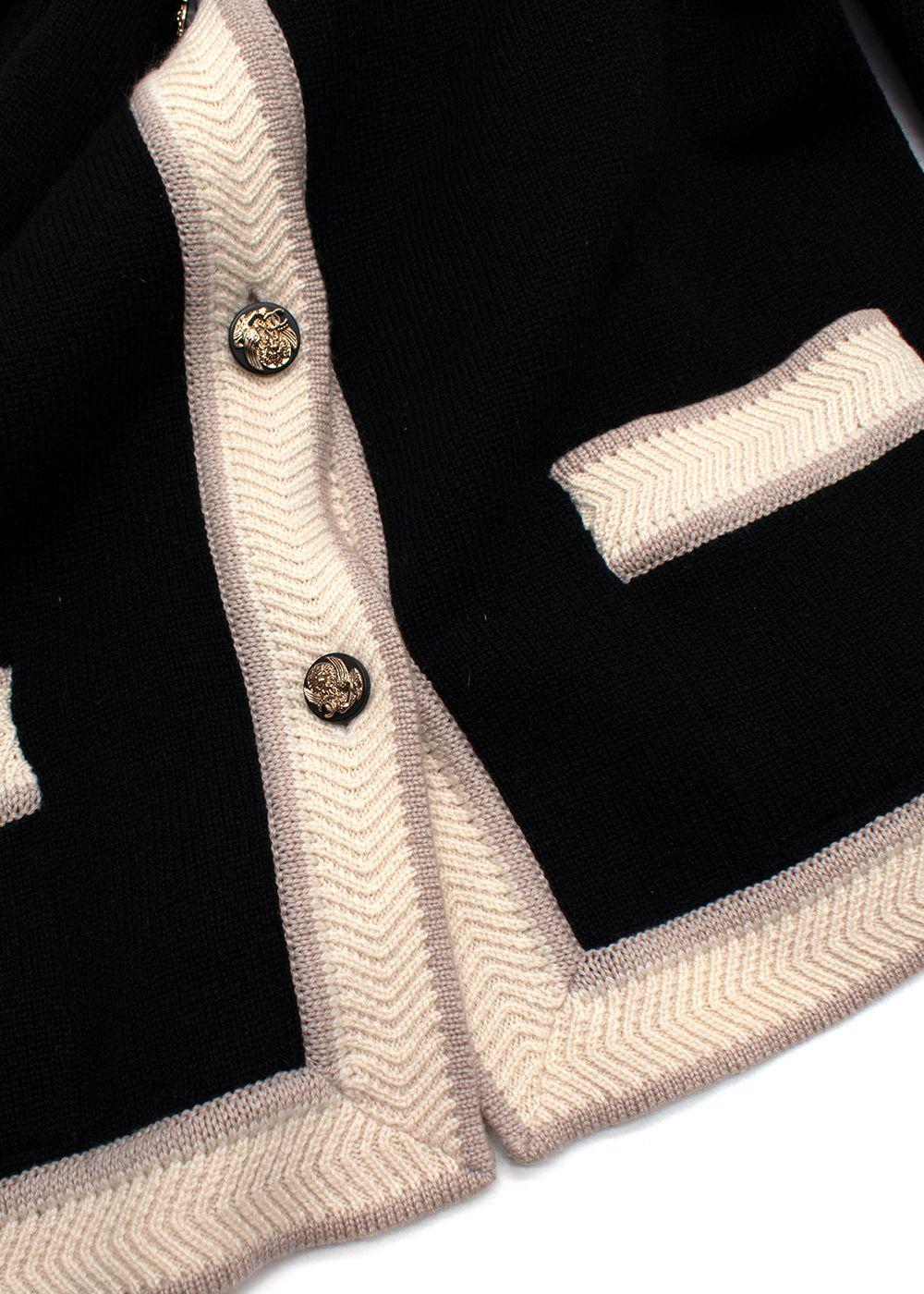 Chanel Black and Ivory Cashmere Cardigan