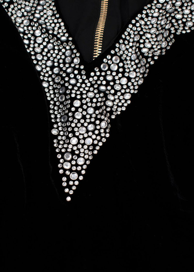 Balmain Black Velvet Embellished Dress