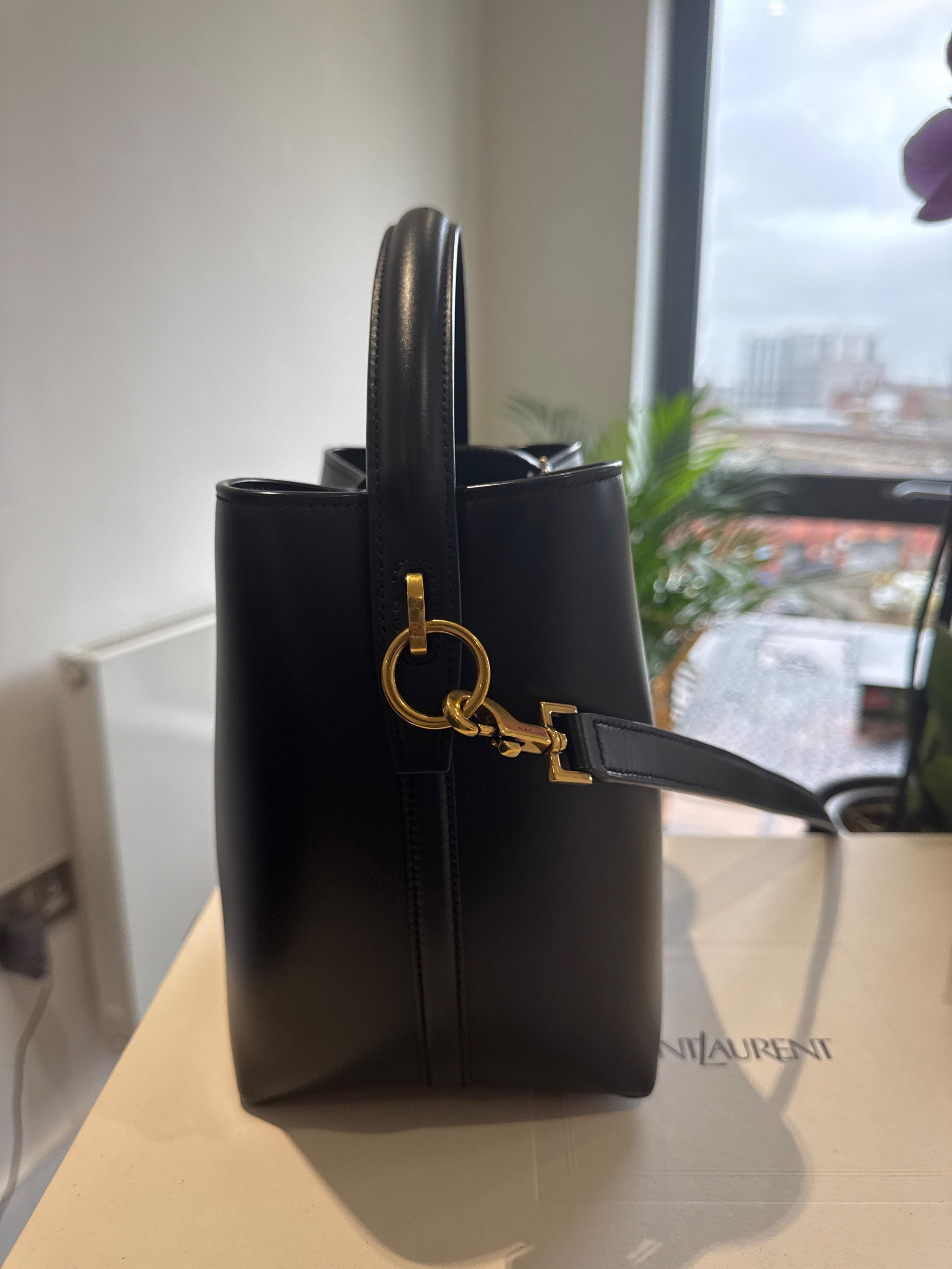 Saint Laurent Black Leather Bucket Bag