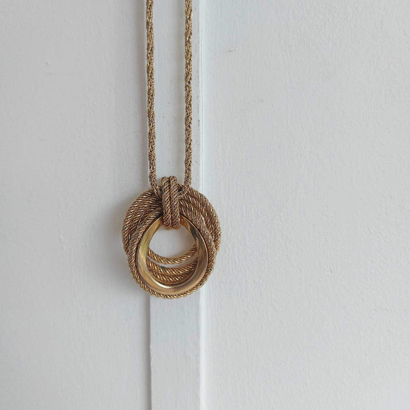 Dior Grosse Vintage Gold Plated Twisted Pendant Necklace