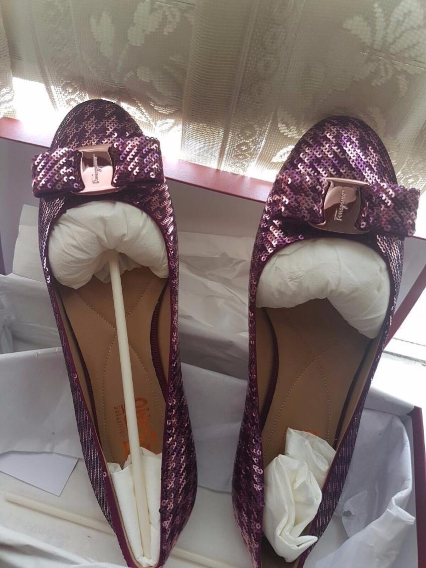Salvatore Ferragamo Varina Houndstooth Sequin Bow Ballet Flat