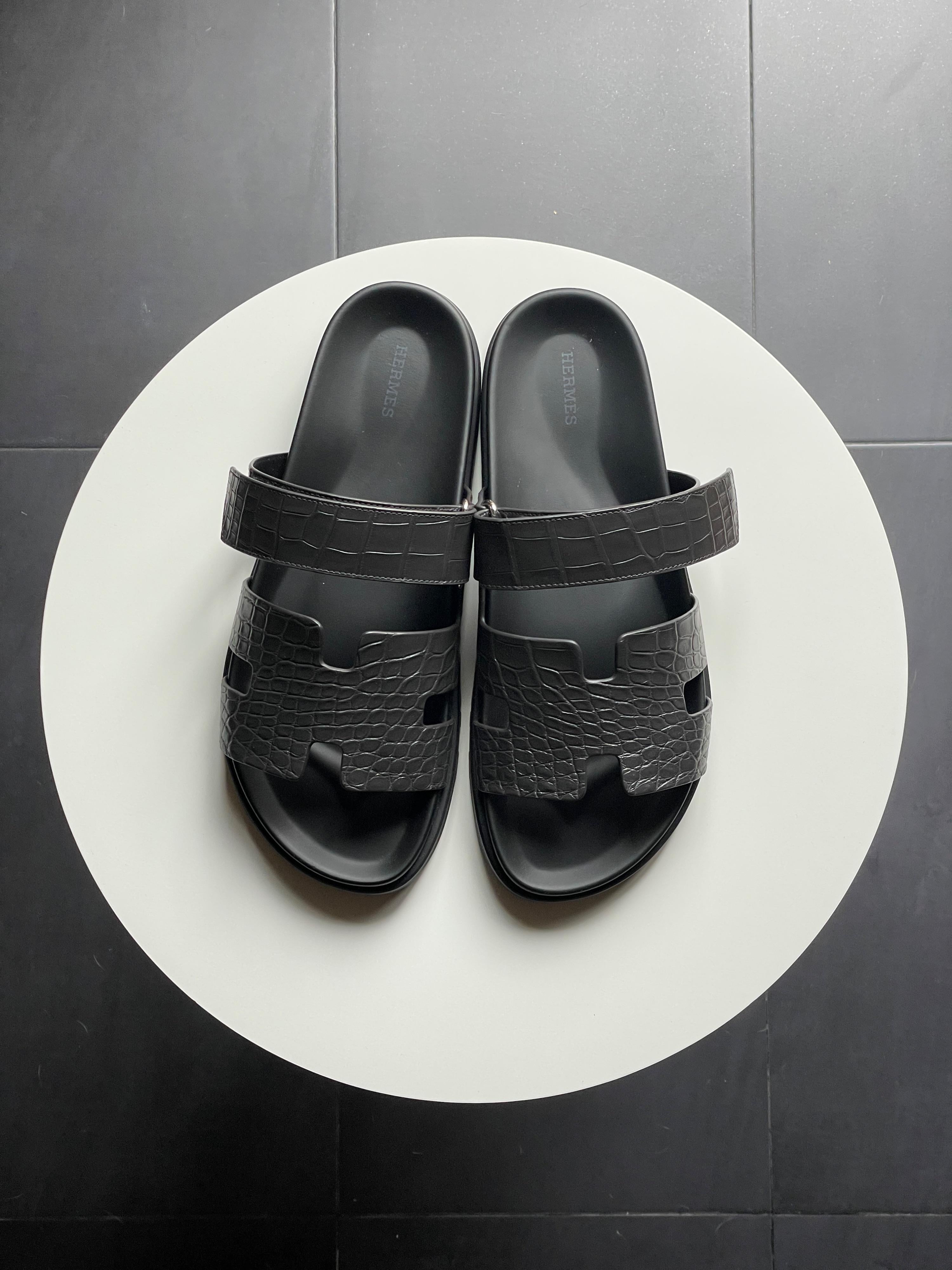 Graphite Matte Mississippiensis Alligator Chypre Sandals