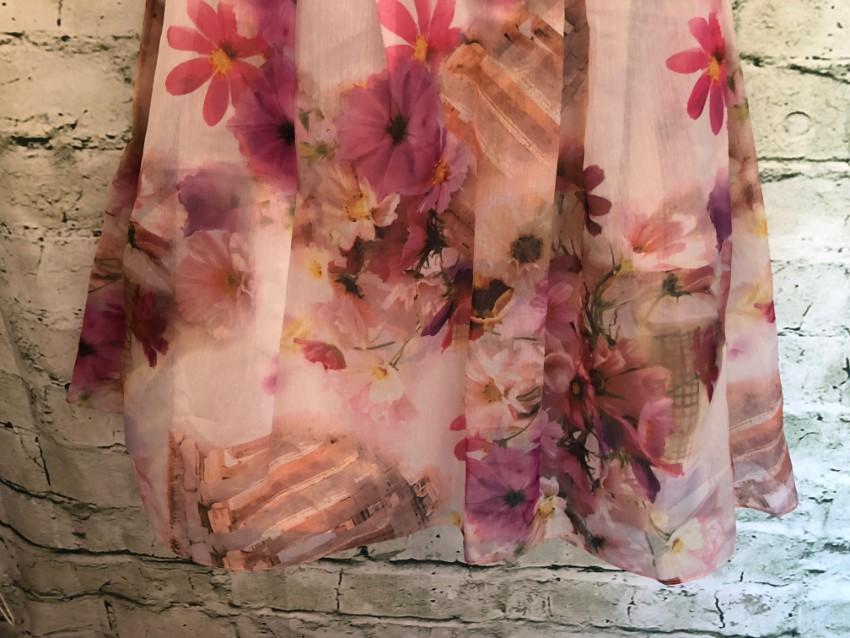Mikael Aghal Organza Floral Print Dress