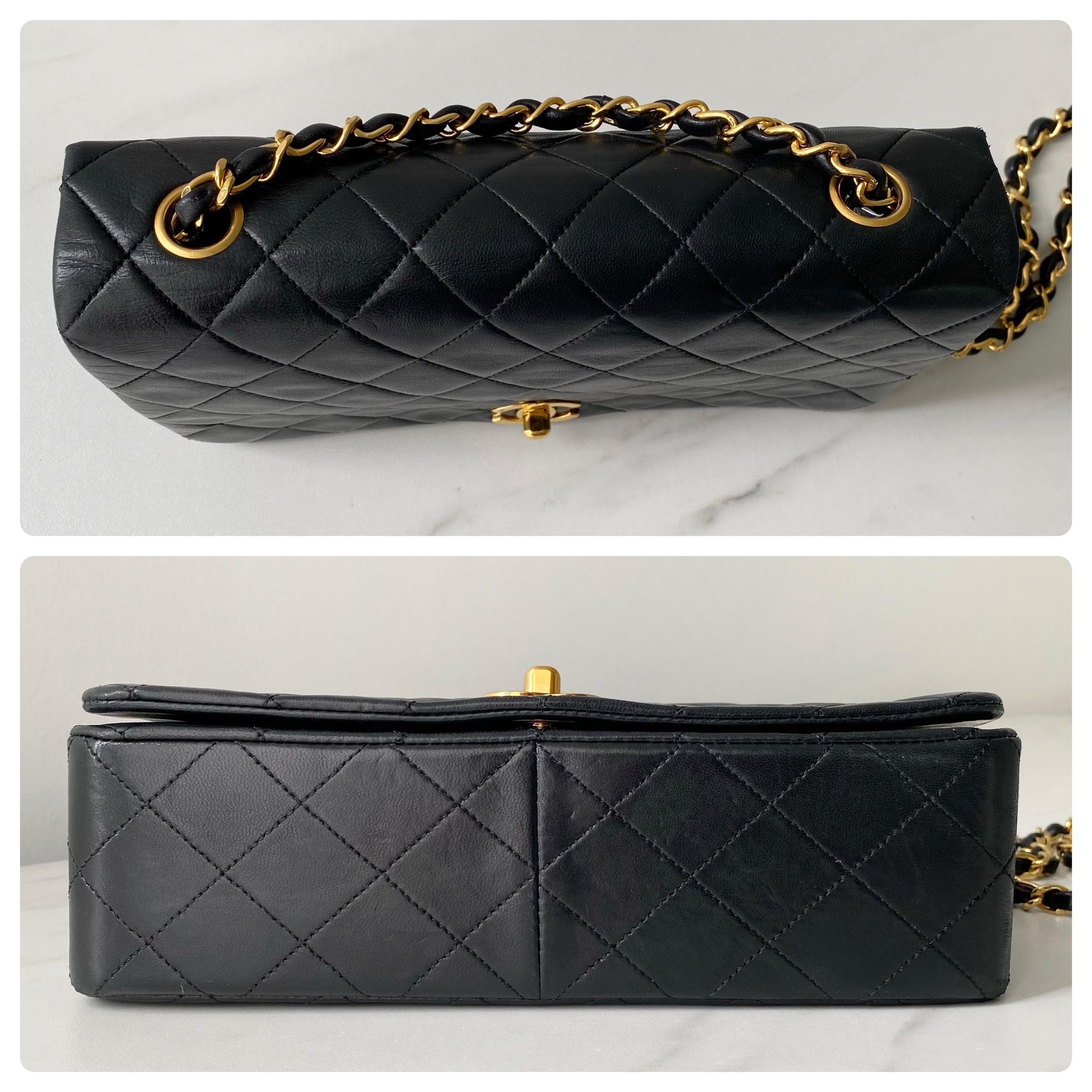 Vintage Black Leather Quilted Single Flap Bag