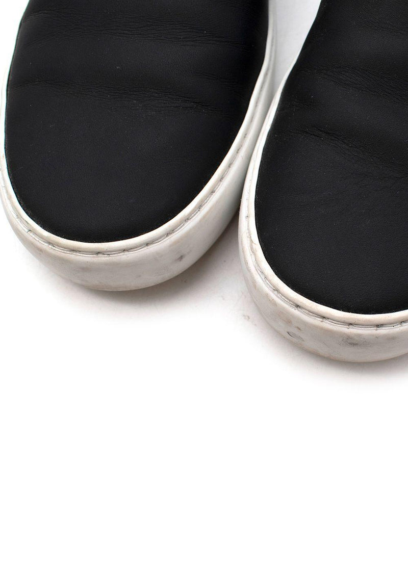 Black & White Leather Slip-On Sneakers