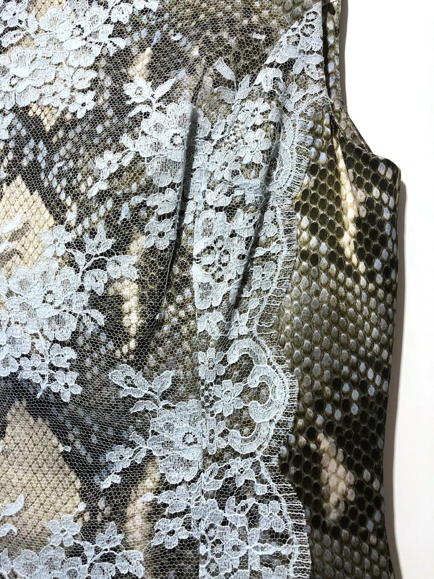 Erdem python print and lace sleeveless dress