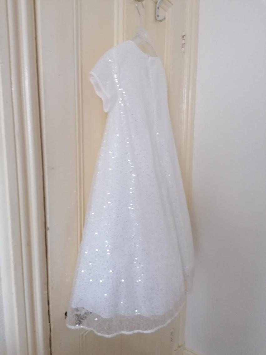 Simonetta White Sequin Embellished Girls 10Y Dress