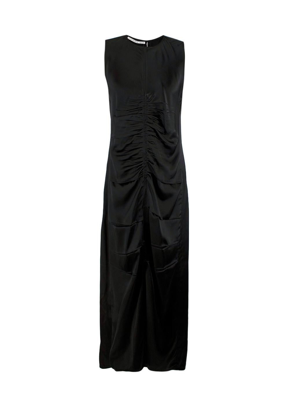 Catherine Quinn Black Silk Ruched Dress