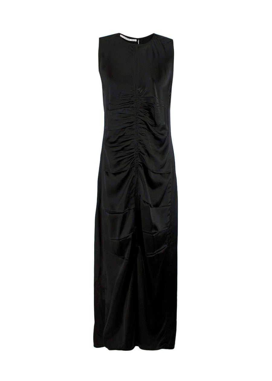 Catherine Quinn Black Silk Ruched Dress