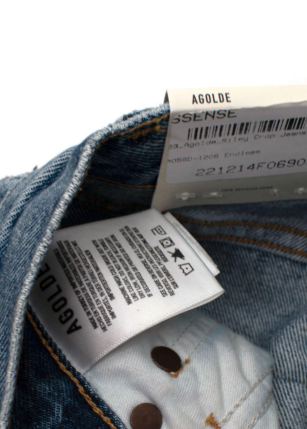 Agolde Riley High Rise Straight Cropped Distressed Jeans