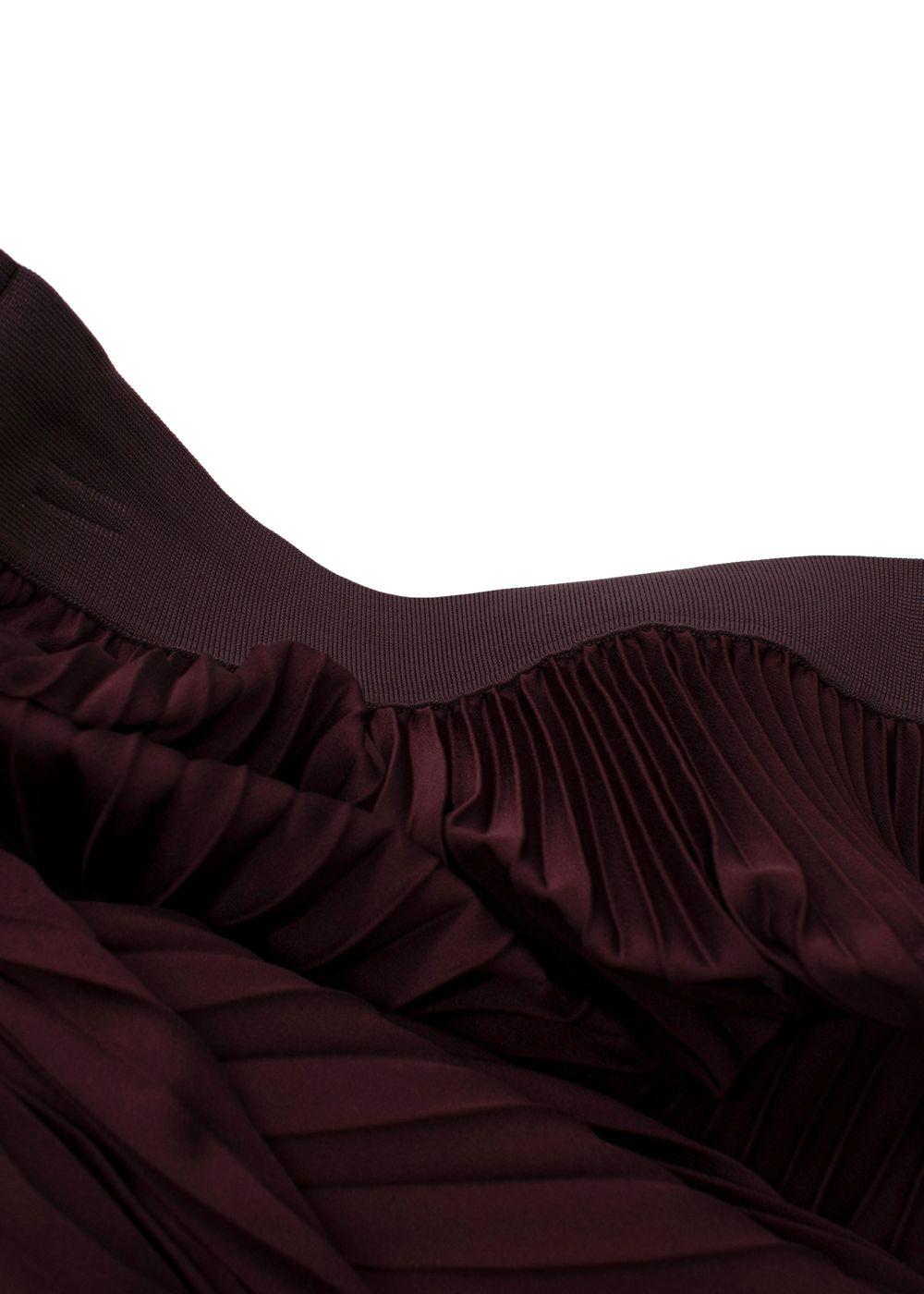 Joseph Burgundy Asymmetric Pleated Midi Skirt