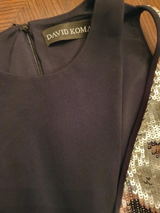 David Koma Black Cady & Silver Sequin Sleeveless Top