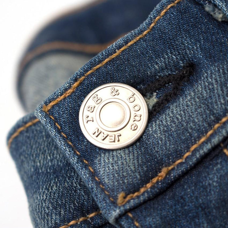 Rag and Bone Blue Skinny Jeans with White Stripe