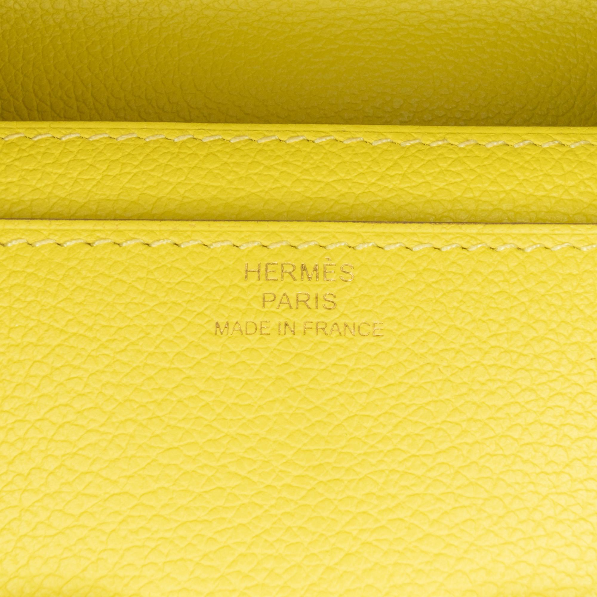 Hermes Lime Evercolor Constance Wallet To Go